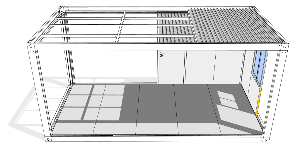 Vue assemblée de la maison container en kit 6×3m