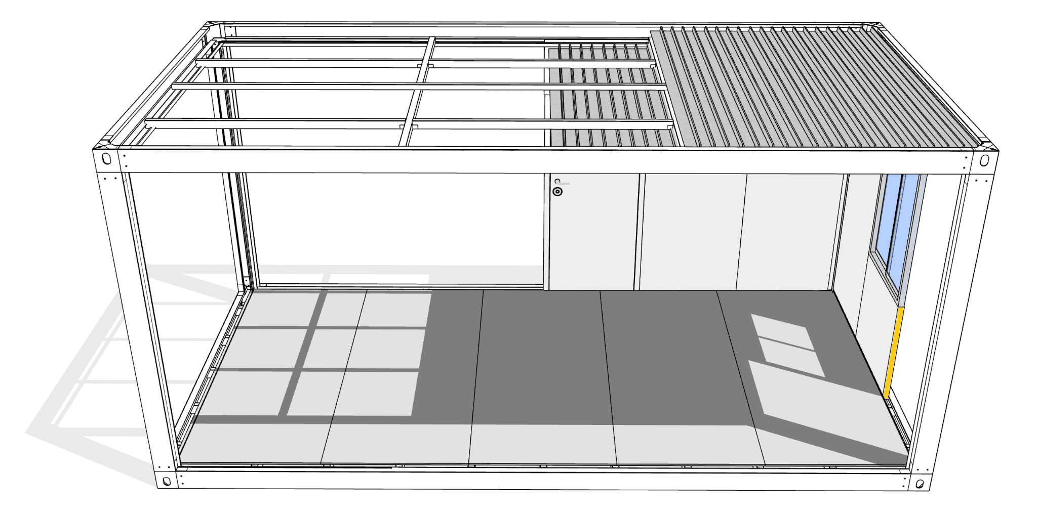 Vue assemblée de la maison container en kit 6×3m